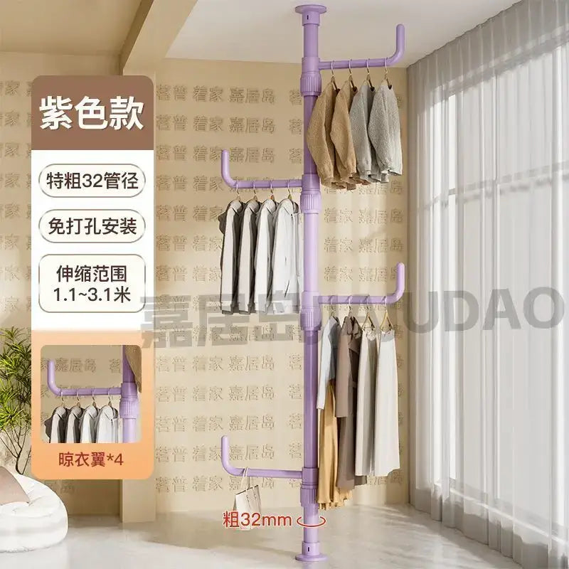 White multi tiered ladder clothing storage hanging rail bedroom