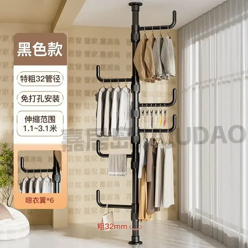 White multi tiered ladder clothing storage hanging rail bedroom