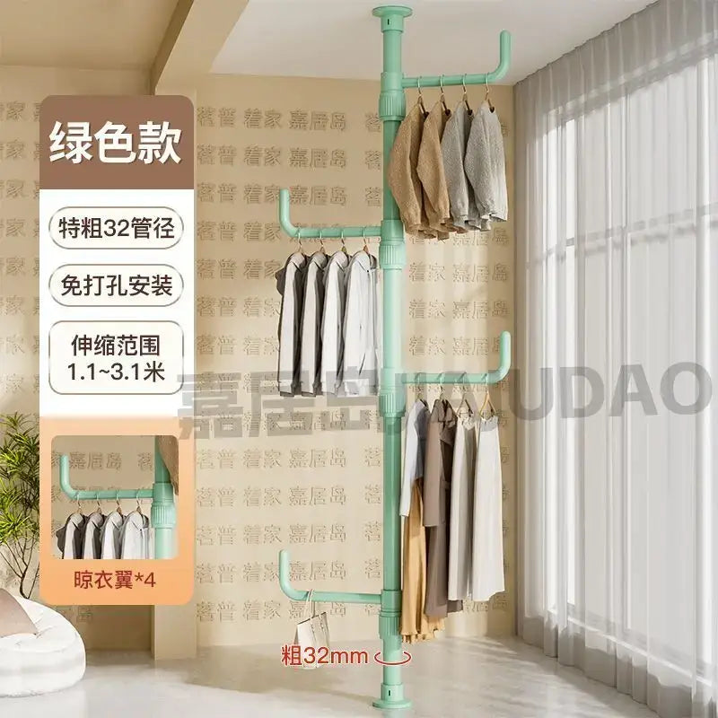White multi tiered ladder clothing storage hanging rail bedroom