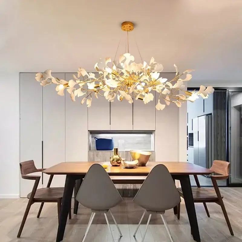 White orchid ginkgo chandelier living room pendant light