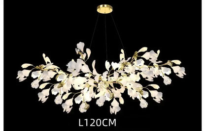 White orchid ginkgo chandelier living room pendant light