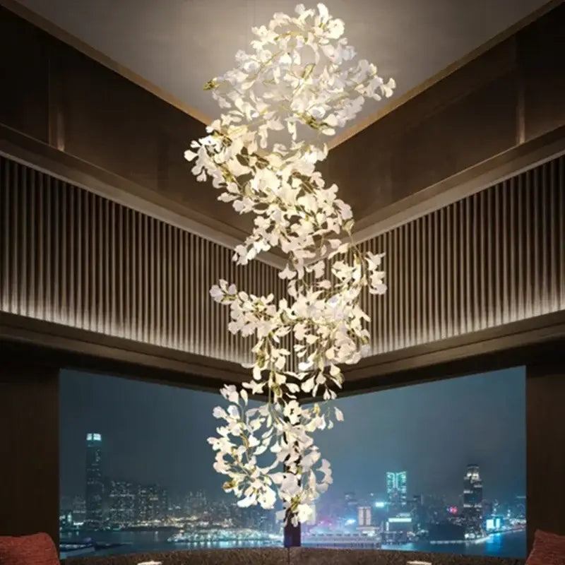 White orchid ginkgo chandelier living room pendant light