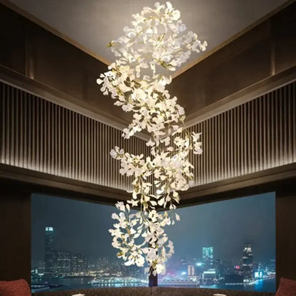 White orchid ginkgo chandelier living room pendant light