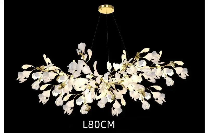 White orchid ginkgo chandelier living room pendant light