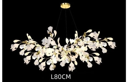 White orchid ginkgo chandelier living room pendant light