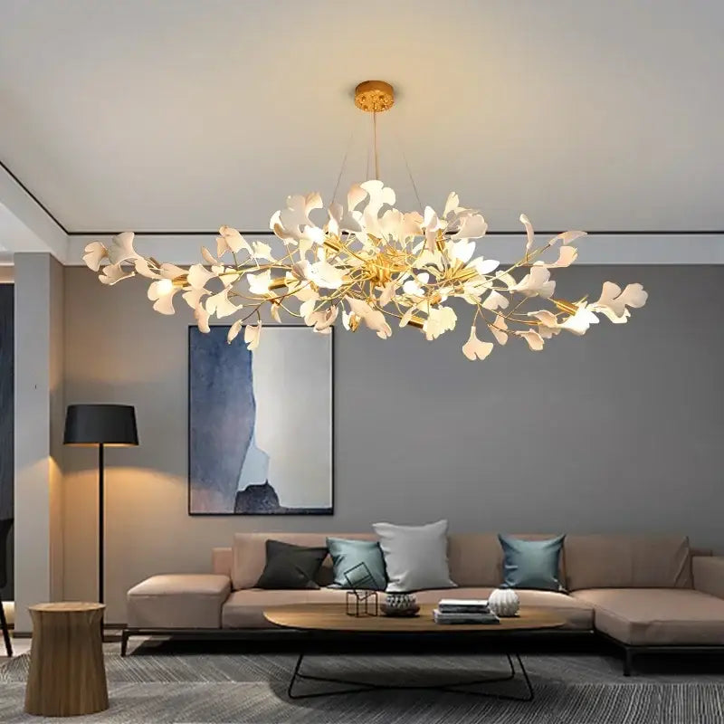 White orchid ginkgo chandelier living room pendant light