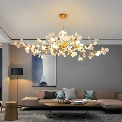 White orchid ginkgo chandelier living room pendant light