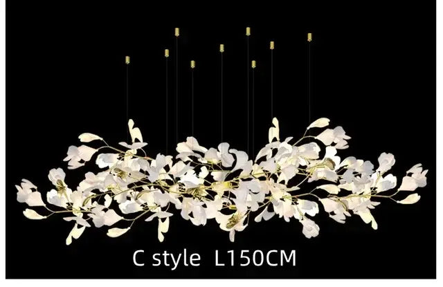 White orchid ginkgo chandelier living room pendant light