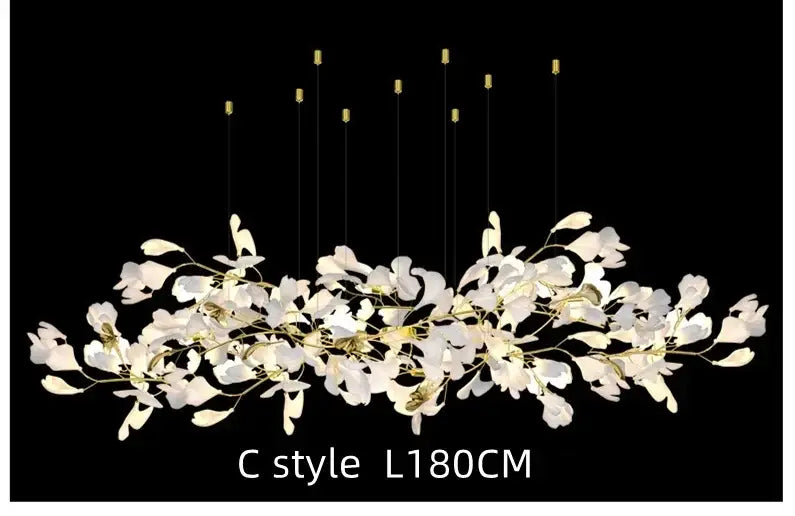 White orchid ginkgo chandelier living room pendant light