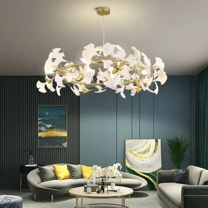 White orchid ginkgo chandelier living room pendant light