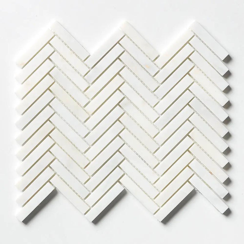 Satin Perla Honed Herringbone 5/8x3 Marble Mosaics 10 7/16x12 13/16
