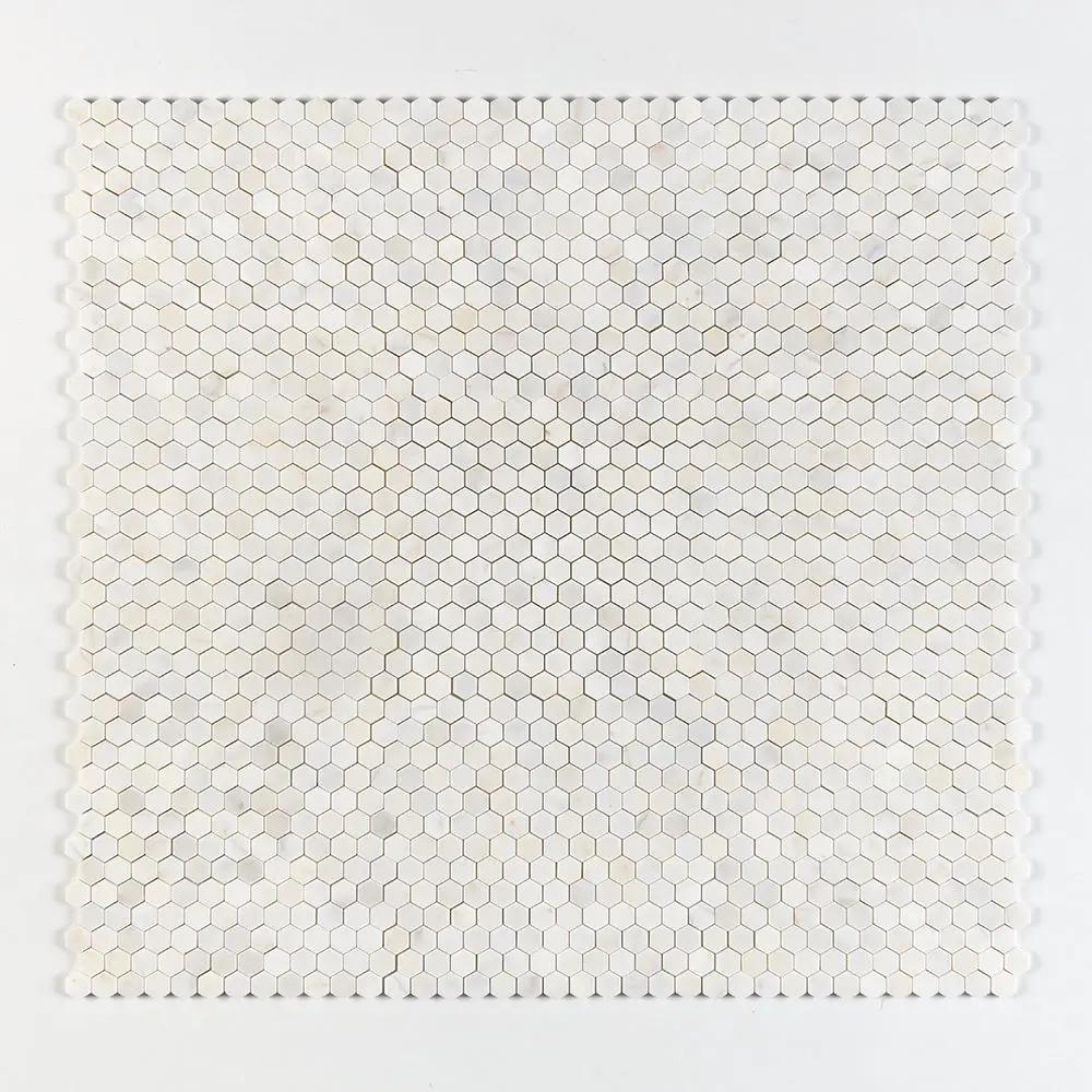 Satin Perla Honed Hexagon 1x1 Marble Mosaics 11 1/2x12 1/4