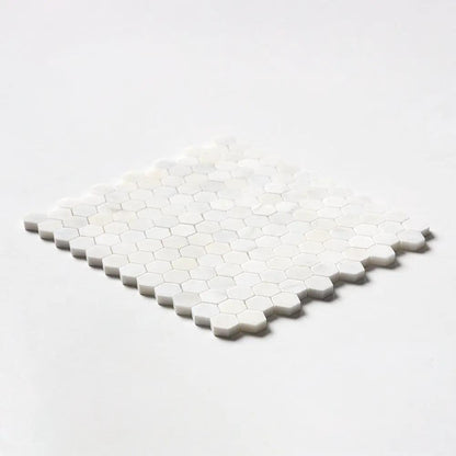 Satin Perla Honed Hexagon 1x1 Marble Mosaics 11 1/2x12 1/4