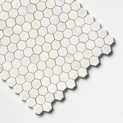 Satin Perla Honed Hexagon 1x1 Marble Mosaics 11 1/2x12 1/4