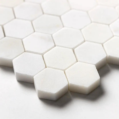 Satin Perla Honed Hexagon 1x1 Marble Mosaics 11 1/2x12 1/4