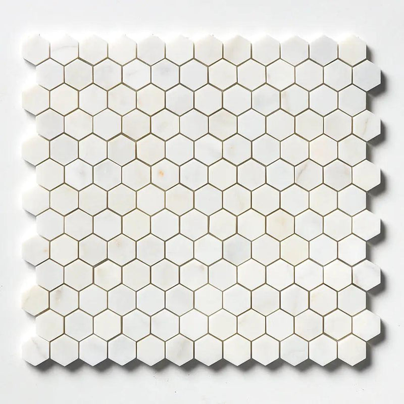 Satin Perla Honed Hexagon 1x1 Marble Mosaics 11 1/2x12 1/4