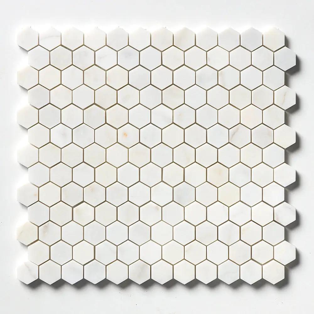 Satin Perla Honed Hexagon 1x1 Marble Mosaics 11 1/2x12 1/4