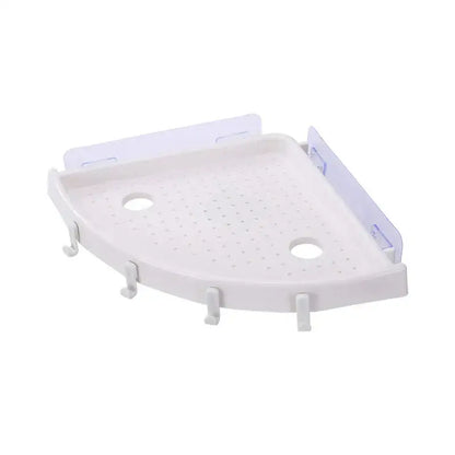 White plastic corner bathroom shelf organizer caddy with hooks bathroom