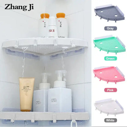 White plastic corner bathroom shelf organizer caddy with hooks bathroom