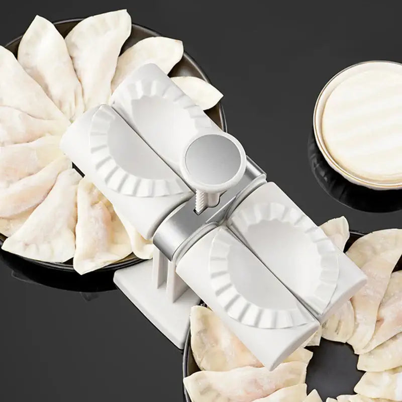 White plastic double head dumplings press and ravioli maker kitchen tool