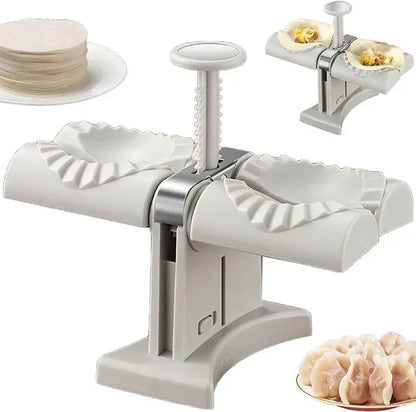 White plastic double head dumplings press and ravioli maker kitchen tool