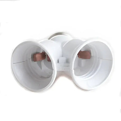 White plastic dual e27 bulb socket converter kitchen light splitter