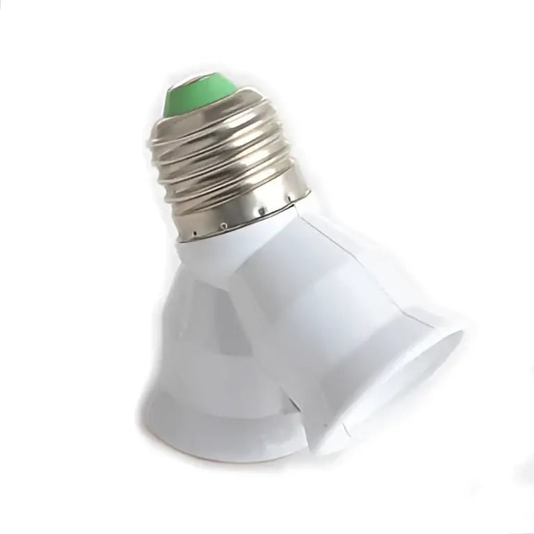 White plastic dual e27 bulb socket converter kitchen light splitter