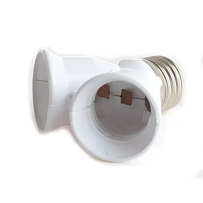 White plastic dual e27 bulb socket converter kitchen light splitter
