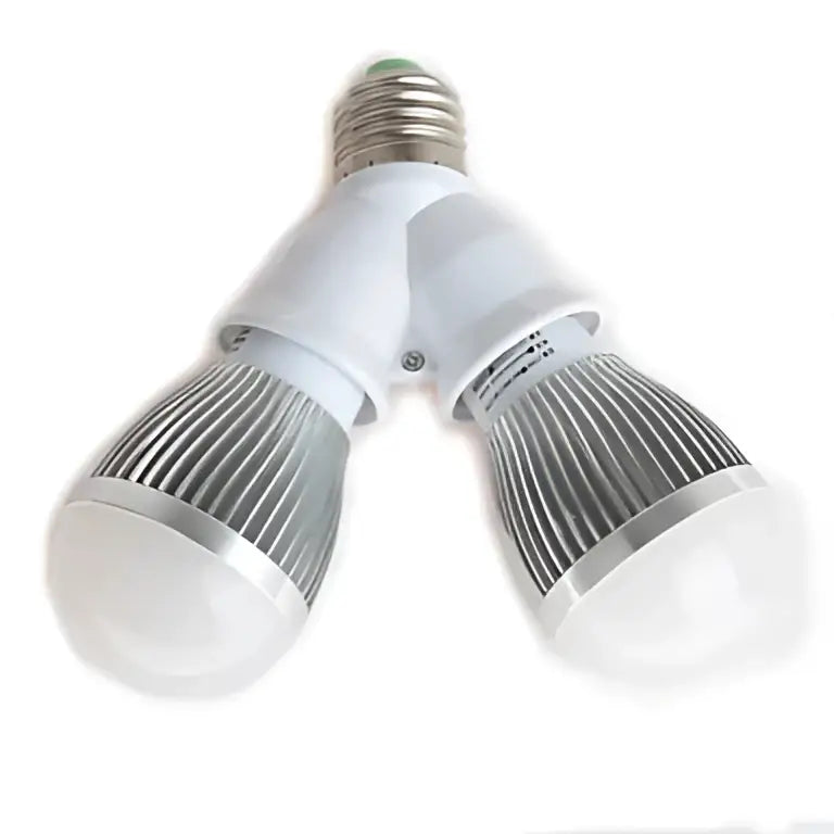 White plastic dual e27 bulb socket converter kitchen light splitter