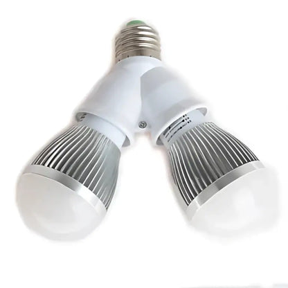 White plastic dual e27 bulb socket converter kitchen light splitter