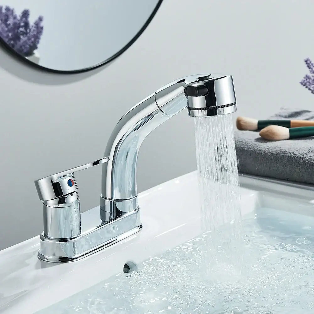 White plastic kitchen sink faucet with curved spout and single lever
