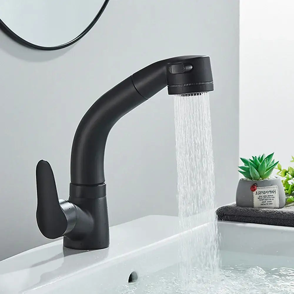 White plastic kitchen sink faucet with curved spout and single lever
