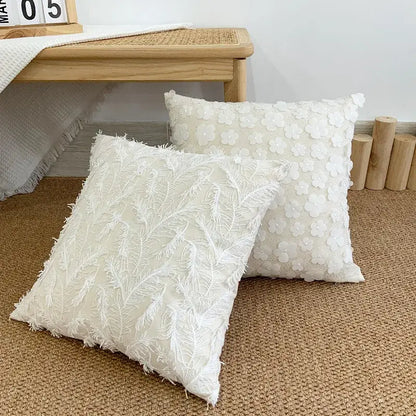 White plum blossom butterfly cushion cover living room tasseled pillow