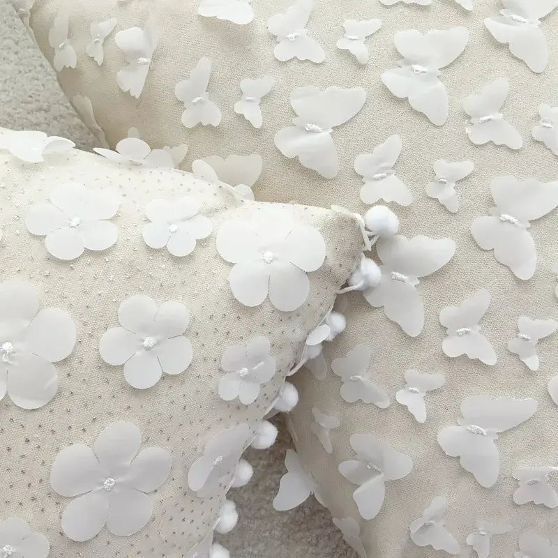 White plum blossom butterfly cushion cover living room tasseled pillow