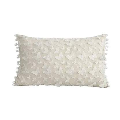 White plum blossom butterfly cushion cover living room tasseled pillow