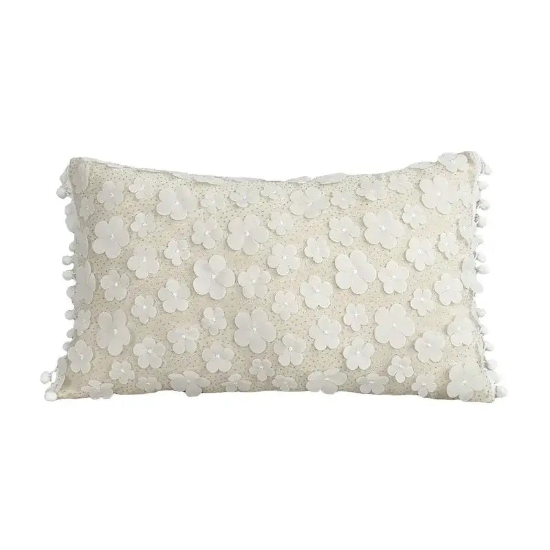 White plum blossom butterfly cushion cover living room tasseled pillow