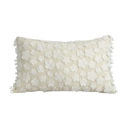 White plum blossom butterfly cushion cover living room tasseled pillow