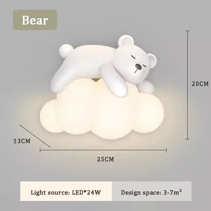White polar bear led wall lamp childrens bedroom warm cloud light