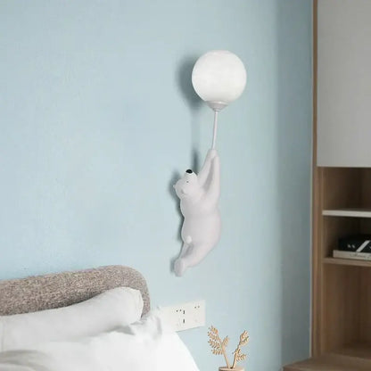 White polar bear night light moon lamp for kids bedroom