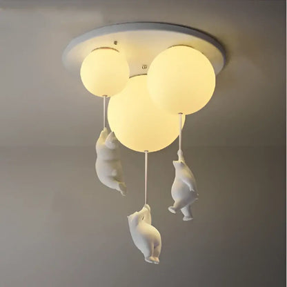 White polar bear resin pendant light for childrens room