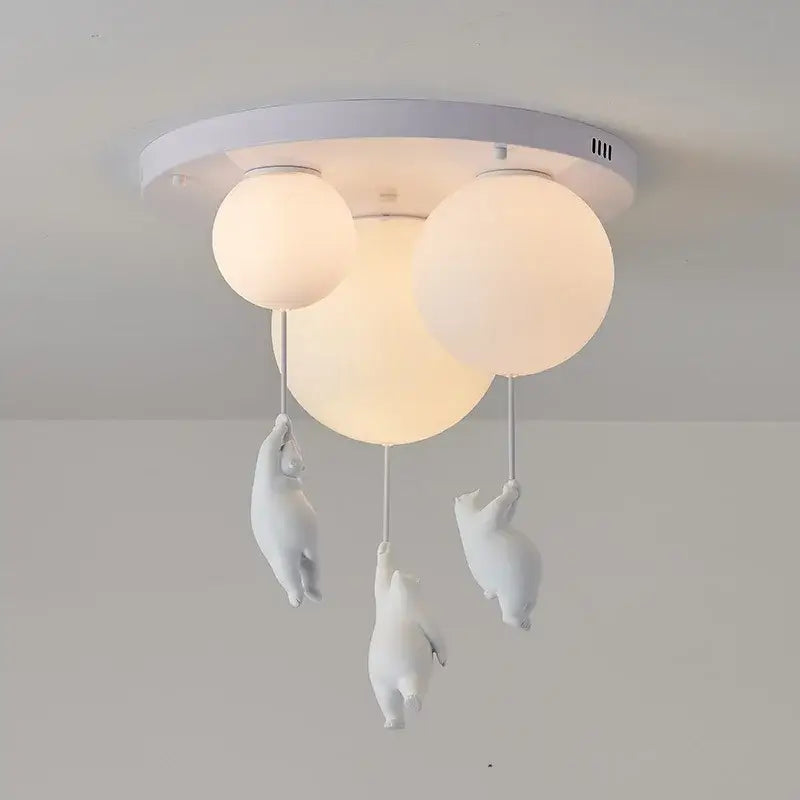 White polar bear resin pendant light for childrens room