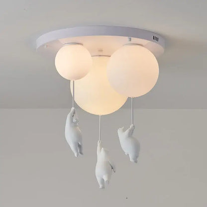 White polar bear resin pendant light for childrens room