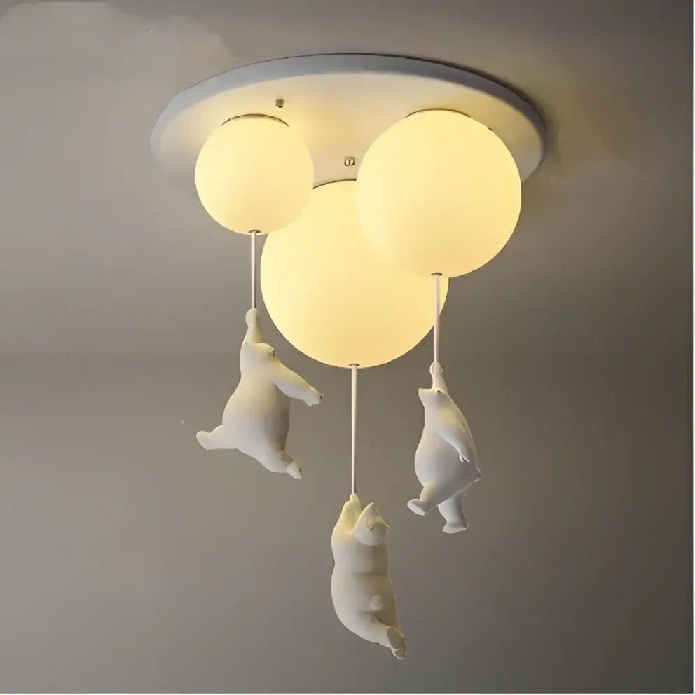 White polar bear resin pendant light for childrens room