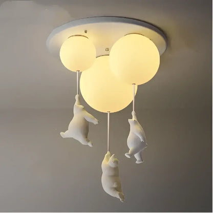 White polar bear resin pendant light for childrens room