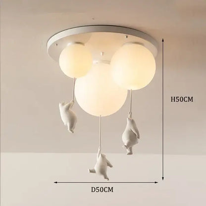 White polar bear resin pendant light for childrens room