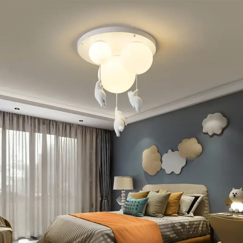 White polar bear resin pendant light for childrens room