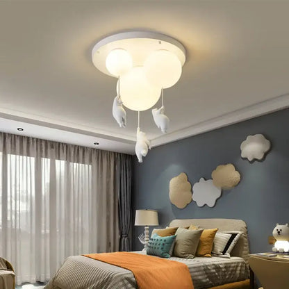 White polar bear resin pendant light for childrens room