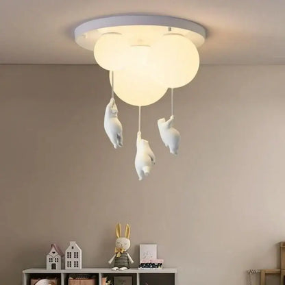 White polar bear resin pendant light for childrens room