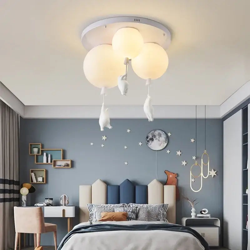 White polar bear resin pendant light for childrens room