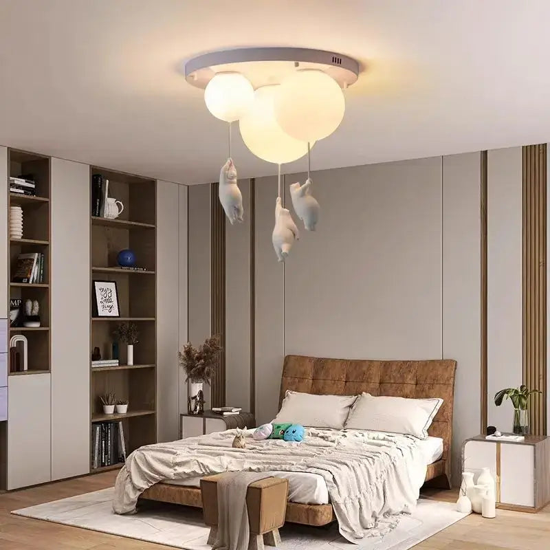 White polar bear resin pendant light for childrens room